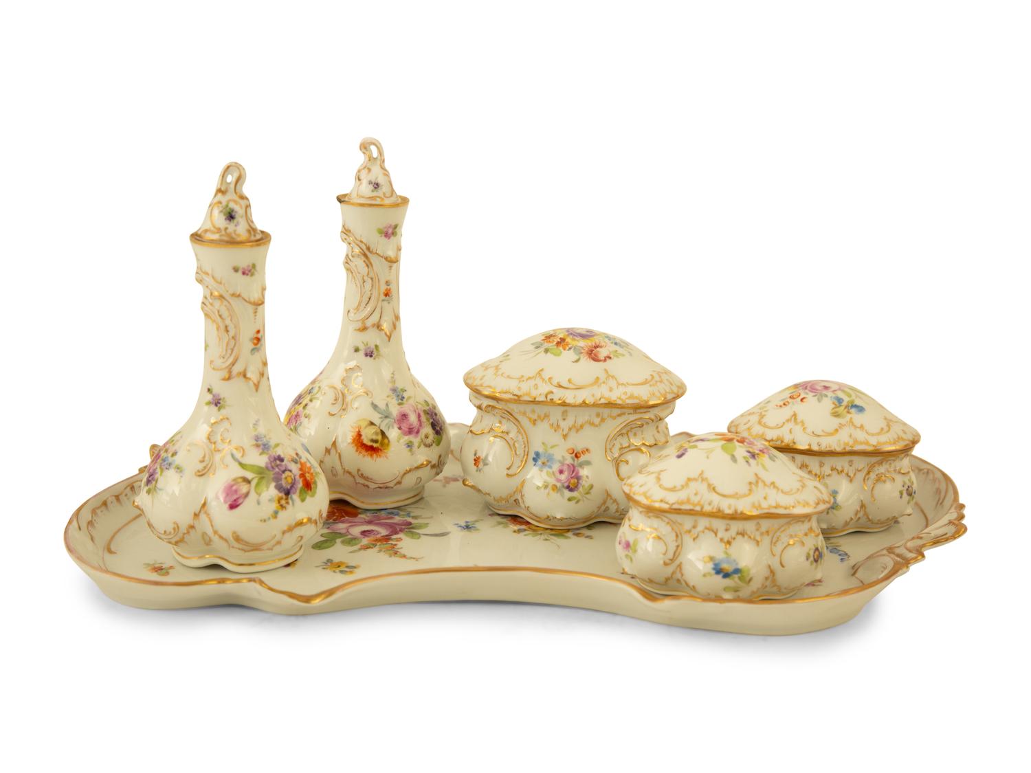 A Dresden Porcelain Vanity Set