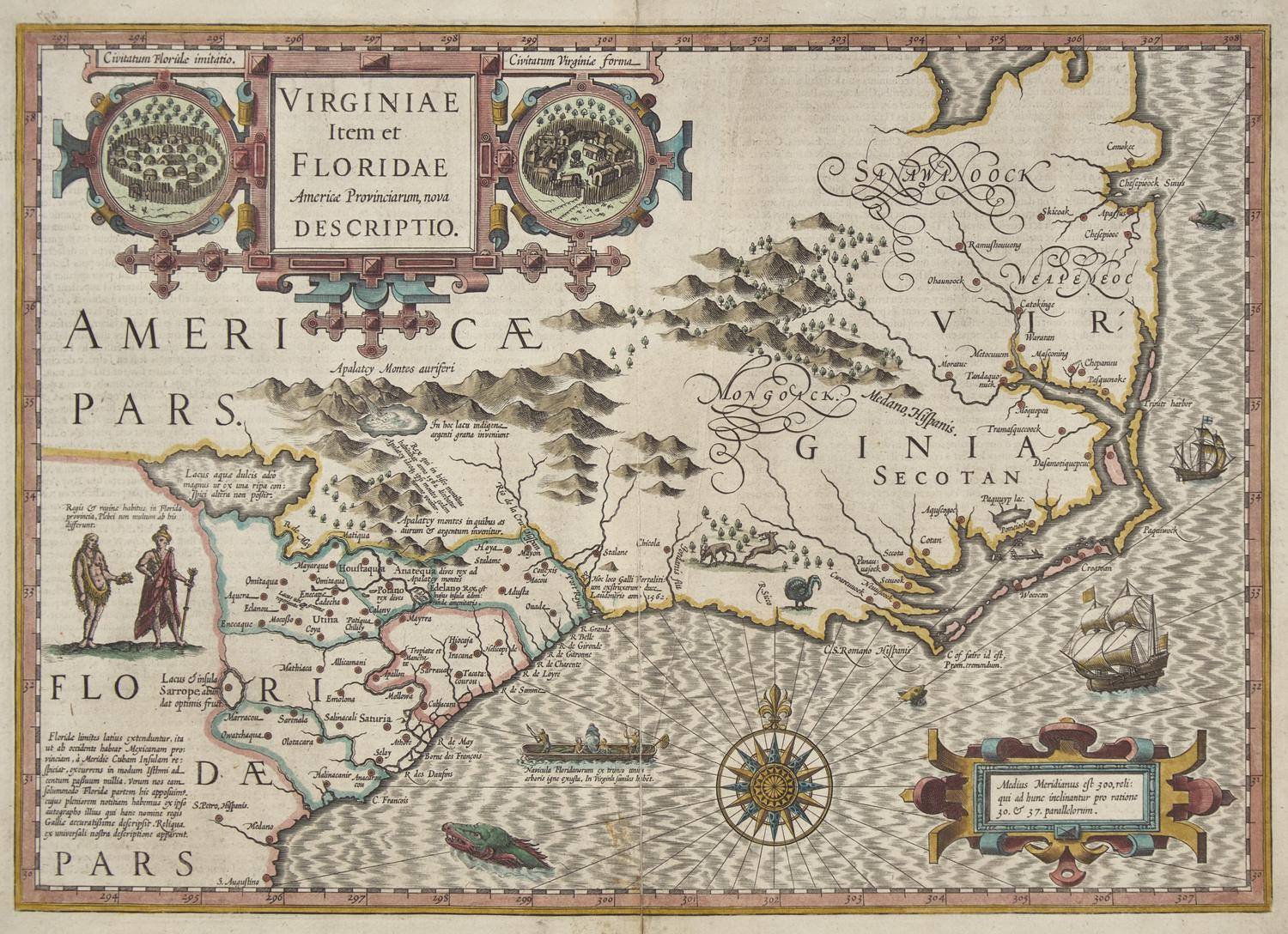 [Maps & Atlases] (Hondius, Jodocus). Virginia Item et Floridae Americae Provinciarum nova Descriptio