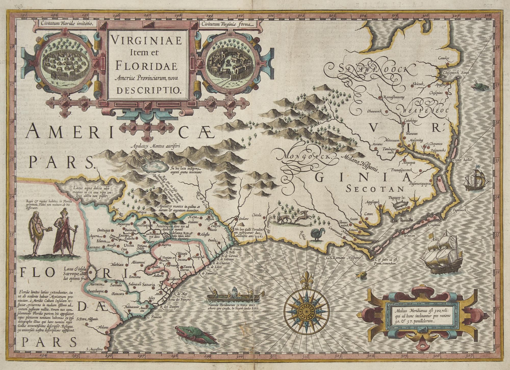 [Maps & Atlases] (Hondius, Jodocus). Virginia Item et Floridae Americae Provinciarum nova Descriptio