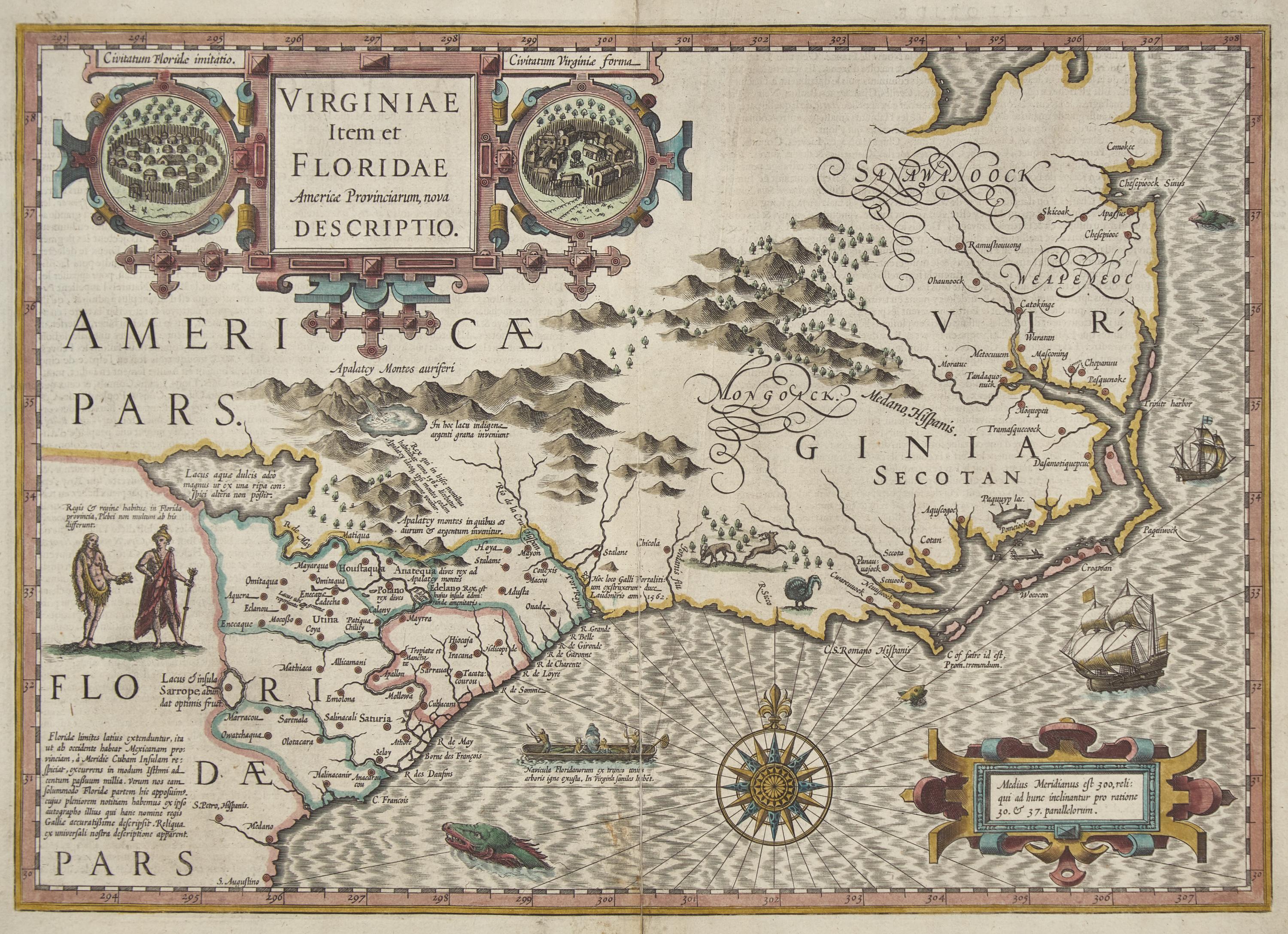 [Maps & Atlases] (Hondius, Jodocus). Virginia Item et Floridae Americae Provinciarum nova Descriptio