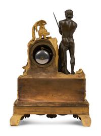 An Empire Gilt and Patinated Bronze Figural Mantel Clock