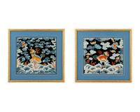 A Pair of Chinese Silk Rank Badges — 20TH CENTURY