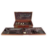Brass-mounted mahogany surgical kit belonging to Dr. Alexander Peille Cahill 19th century