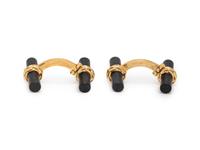 HERMÈS, YELLOW GOLD AND ONYX CUFFLINKS