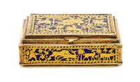 An Enameled Gilt Metal Table Box Width 3 1/4 inches.
