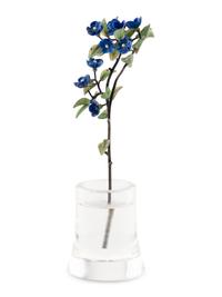 A Pearl Mounted Carved Rock Crystal, Lapis Lazuli and Silver Forget-me-not Flower Study