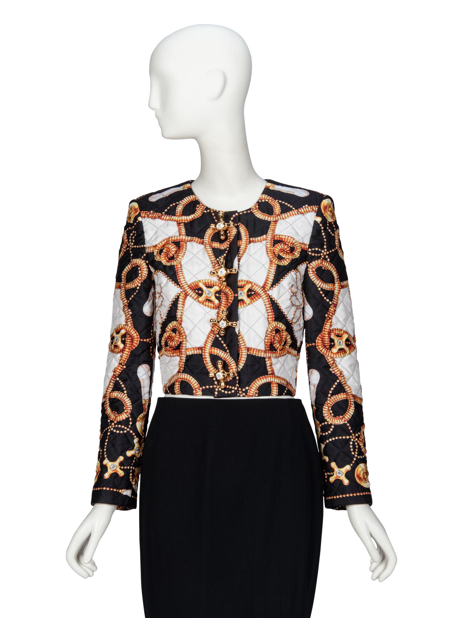 MOSCHINO, QUILTED & PRINTED SILK JACKET
