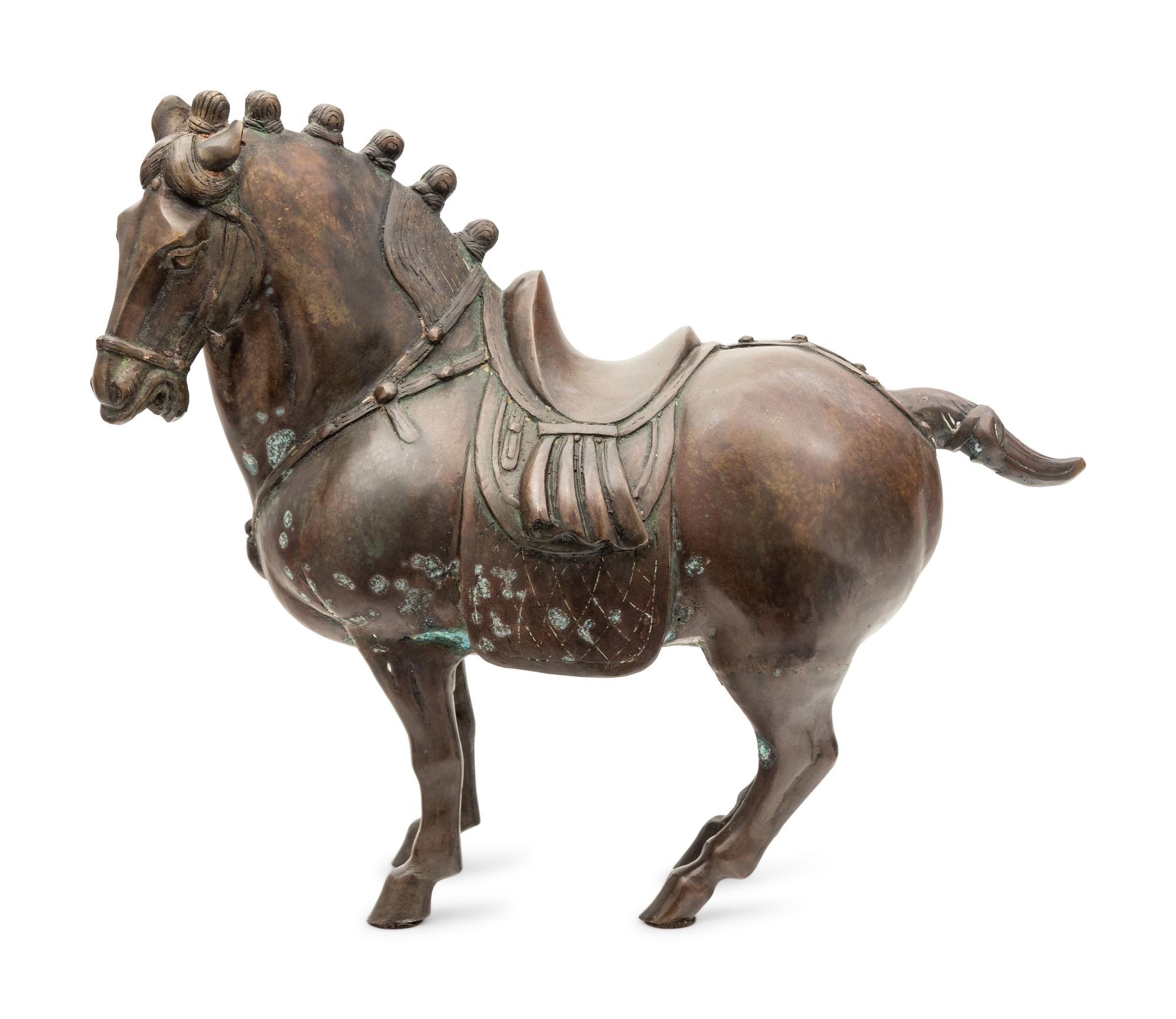 A Chinese Export Patinated Metal Figure of a Horse
