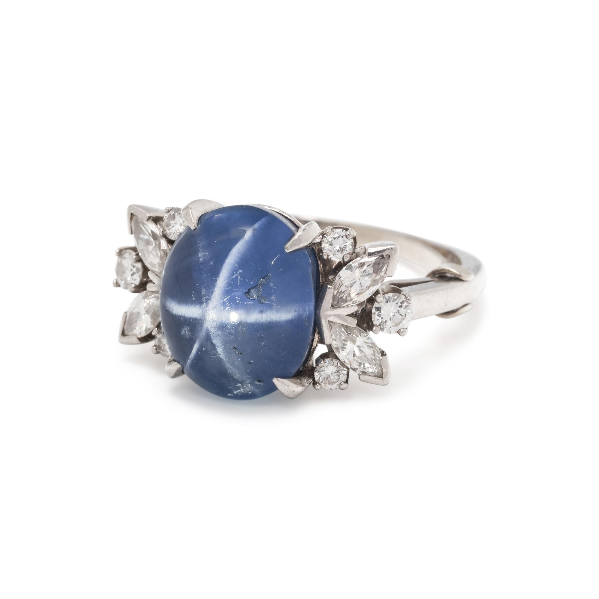 STAR SAPPHIRE AND DIAMOND RING