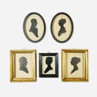 A group of five silhouettes of young ladies and gentleman Joseph Wood (1778-1830) and others, 19th century