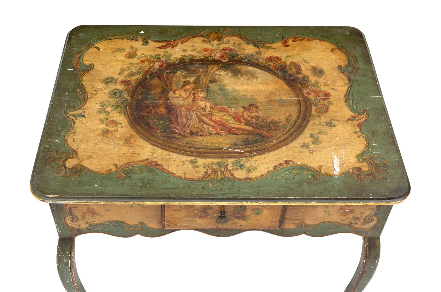 An Italian Polychrome Decorated Table