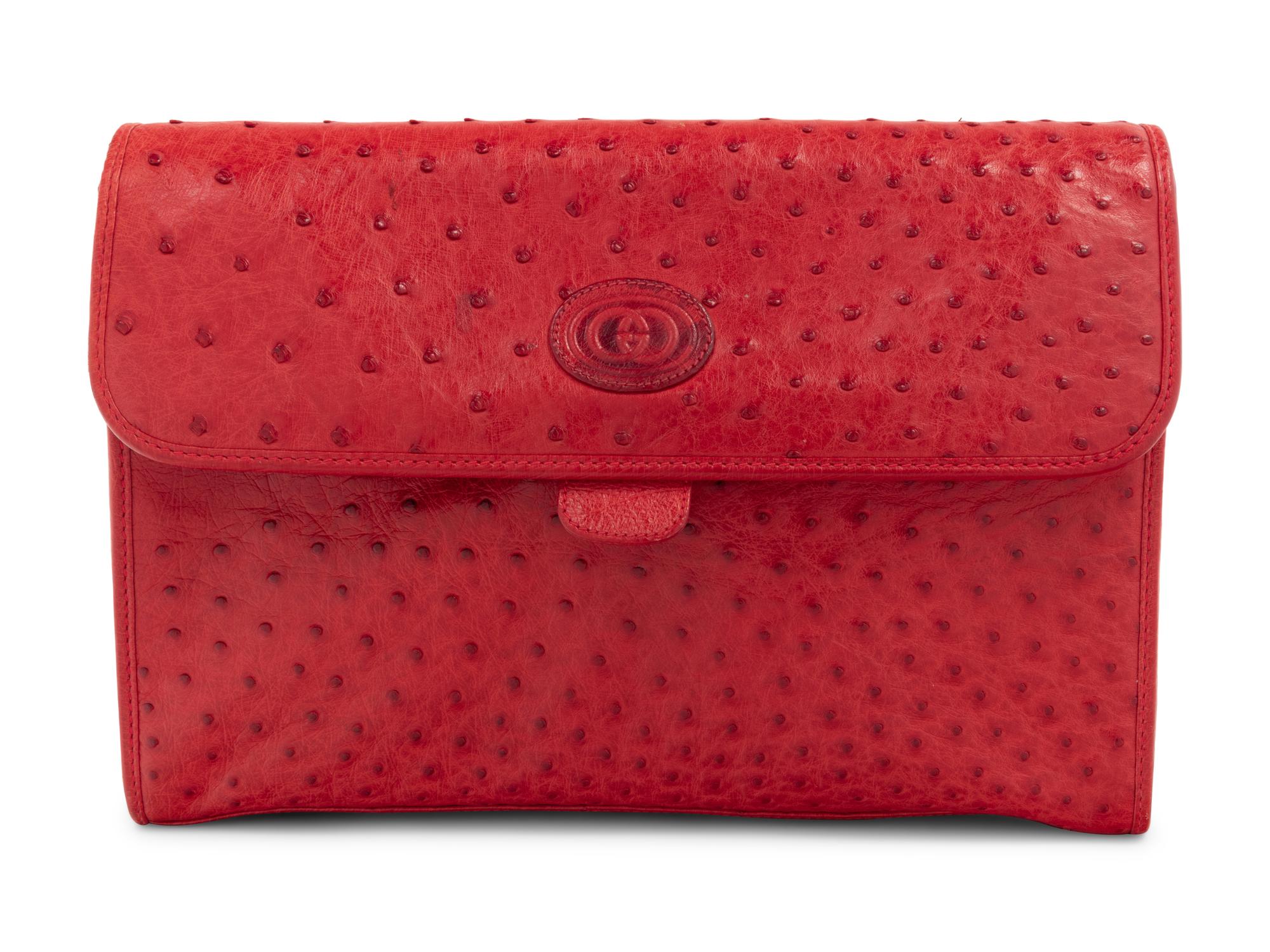 Gucci Ostrich Leather Flap Bag, 1980-90s