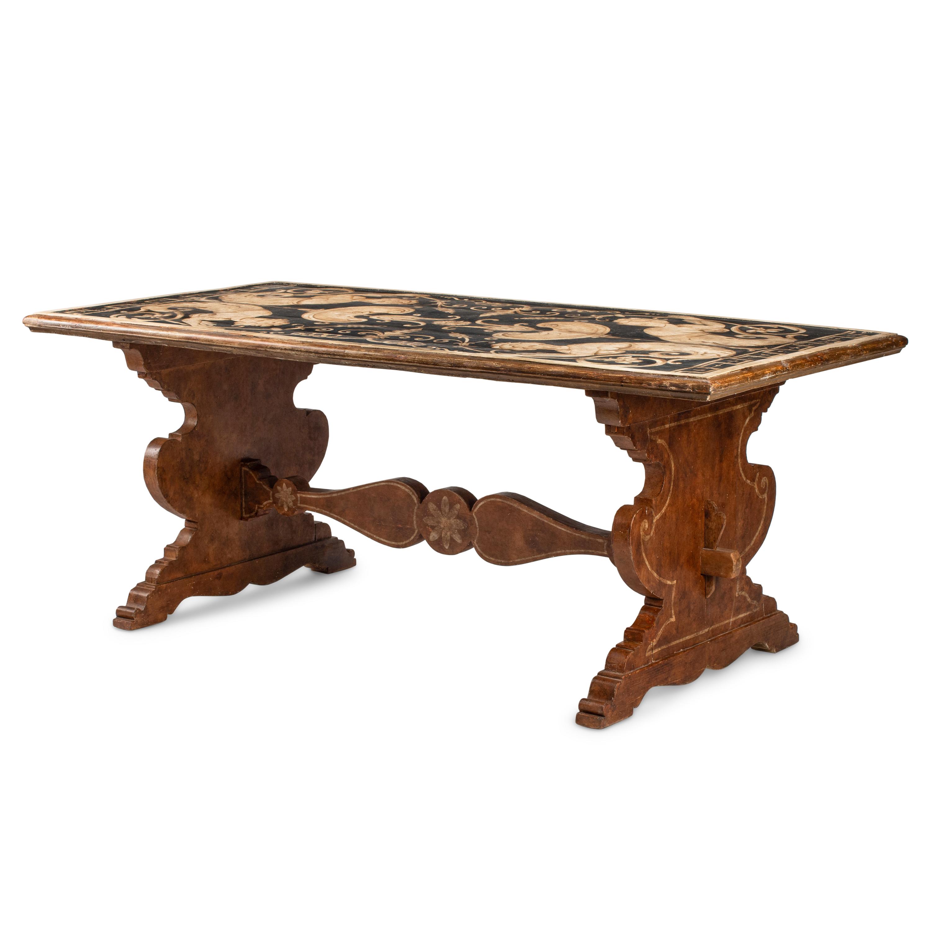 An Italian Renaissance Style Painted Trestle Table
