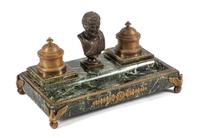 An Empire Style Gilt Bronze and Marble Encrier Width 18 inches. — 19TH CENTURY