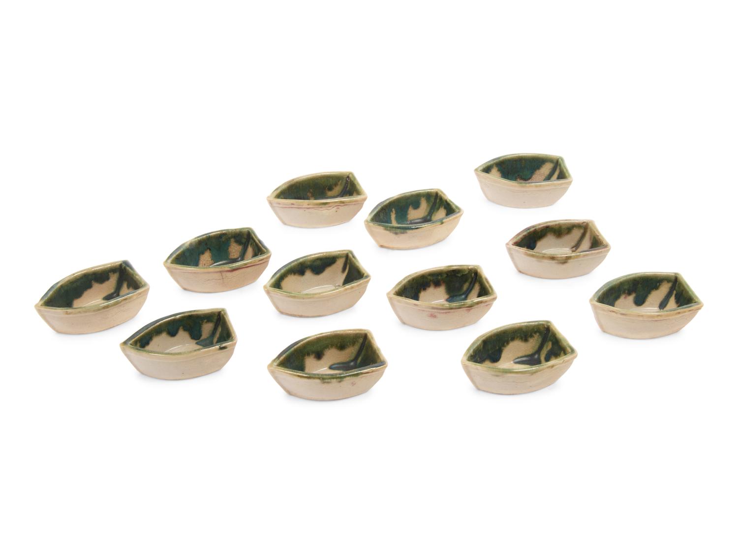 A Large Collection of Japanese Oribe Teawares