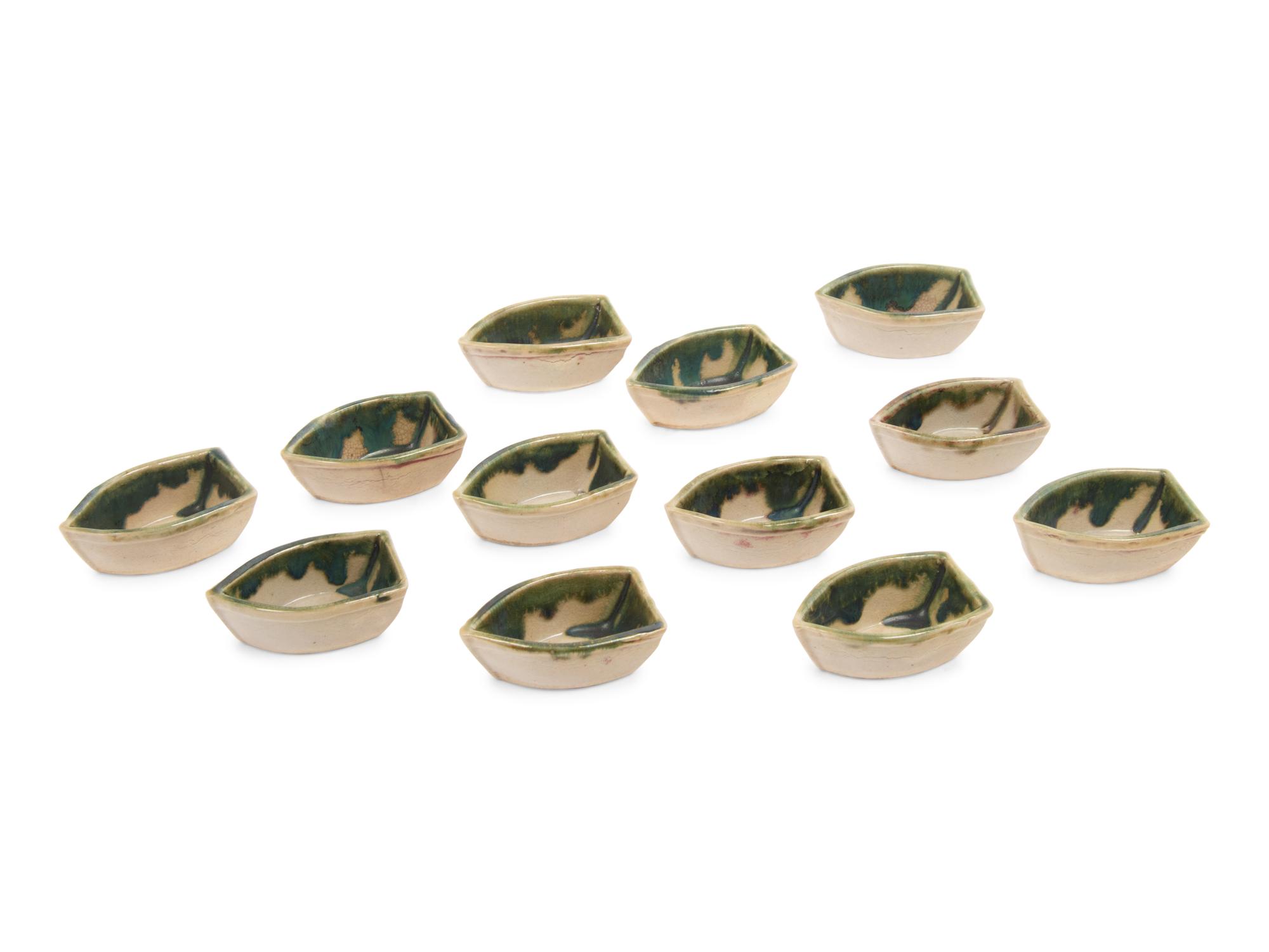 A Large Collection of Japanese Oribe Teawares