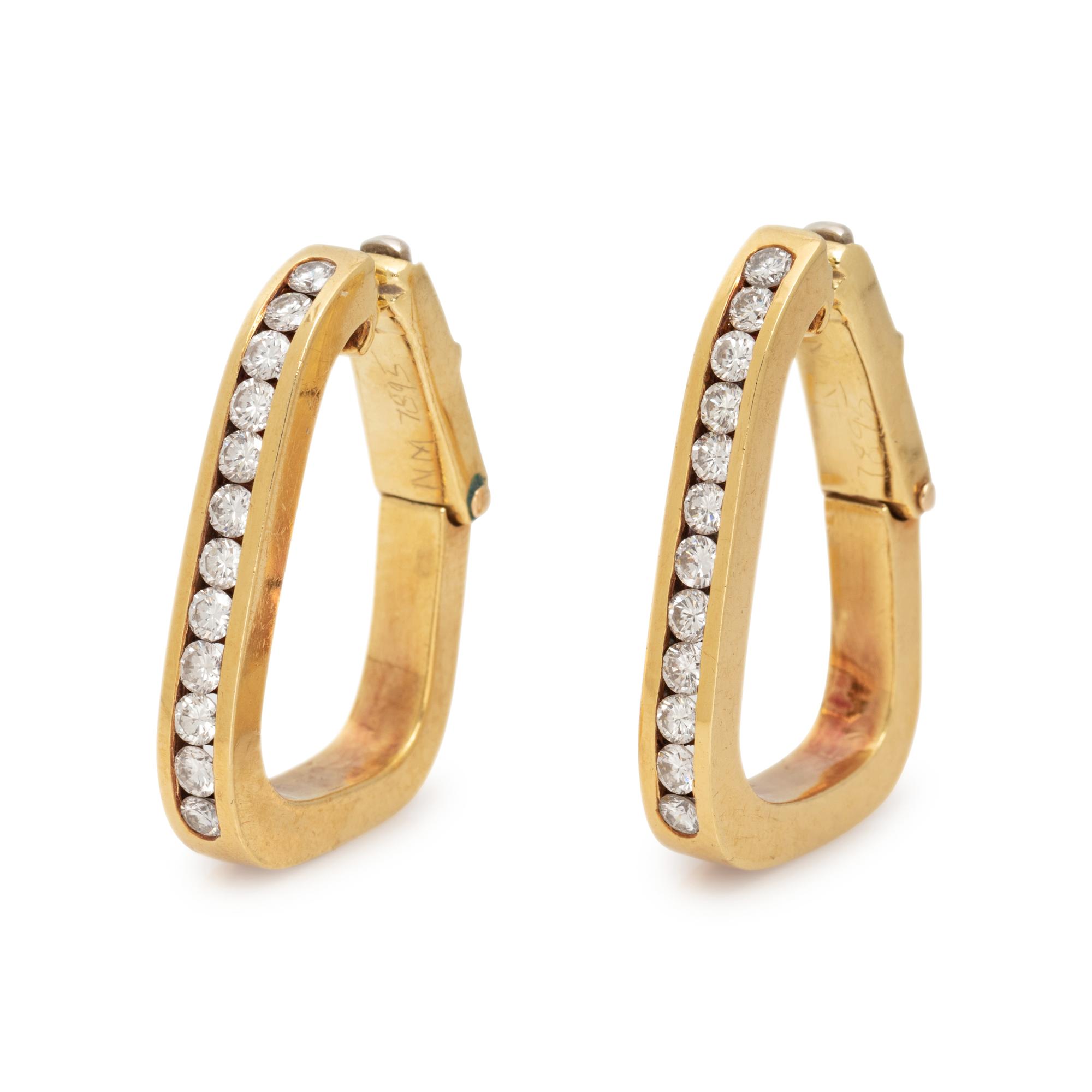 YELLOW GOLD AND DIAMOND HOOP EARCLIPS