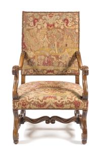 A Henry II Style Walnut Library Chair Height 43 1/4 inches. — 19TH CENTURY