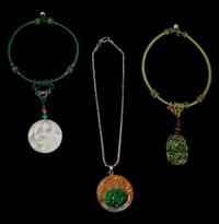 Three Chinese Hardstone Pendants