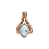 BICOLOR GOLD, BLUE TOPAZ AND DIAMOND PENDANT