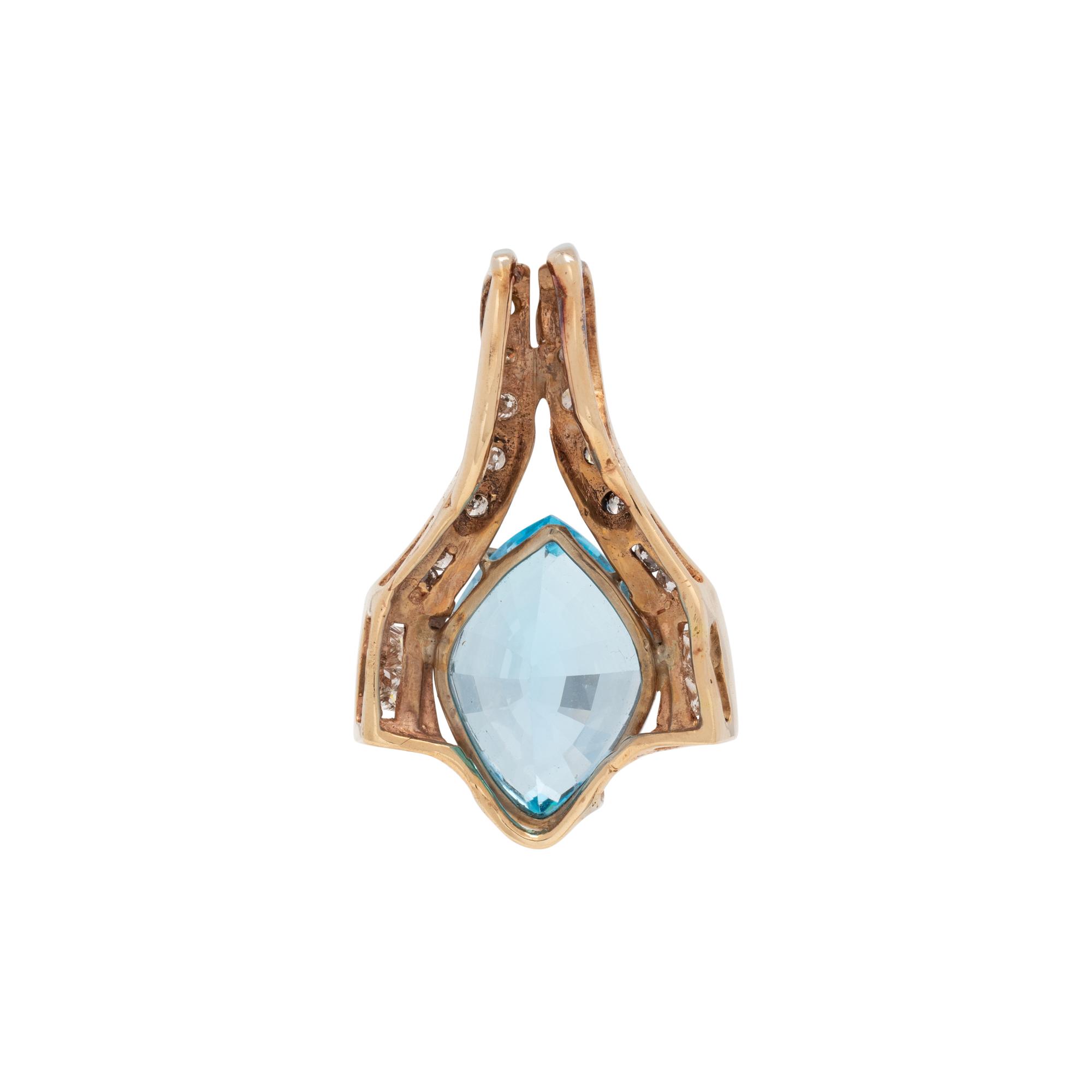 BICOLOR GOLD, BLUE TOPAZ AND DIAMOND PENDANT