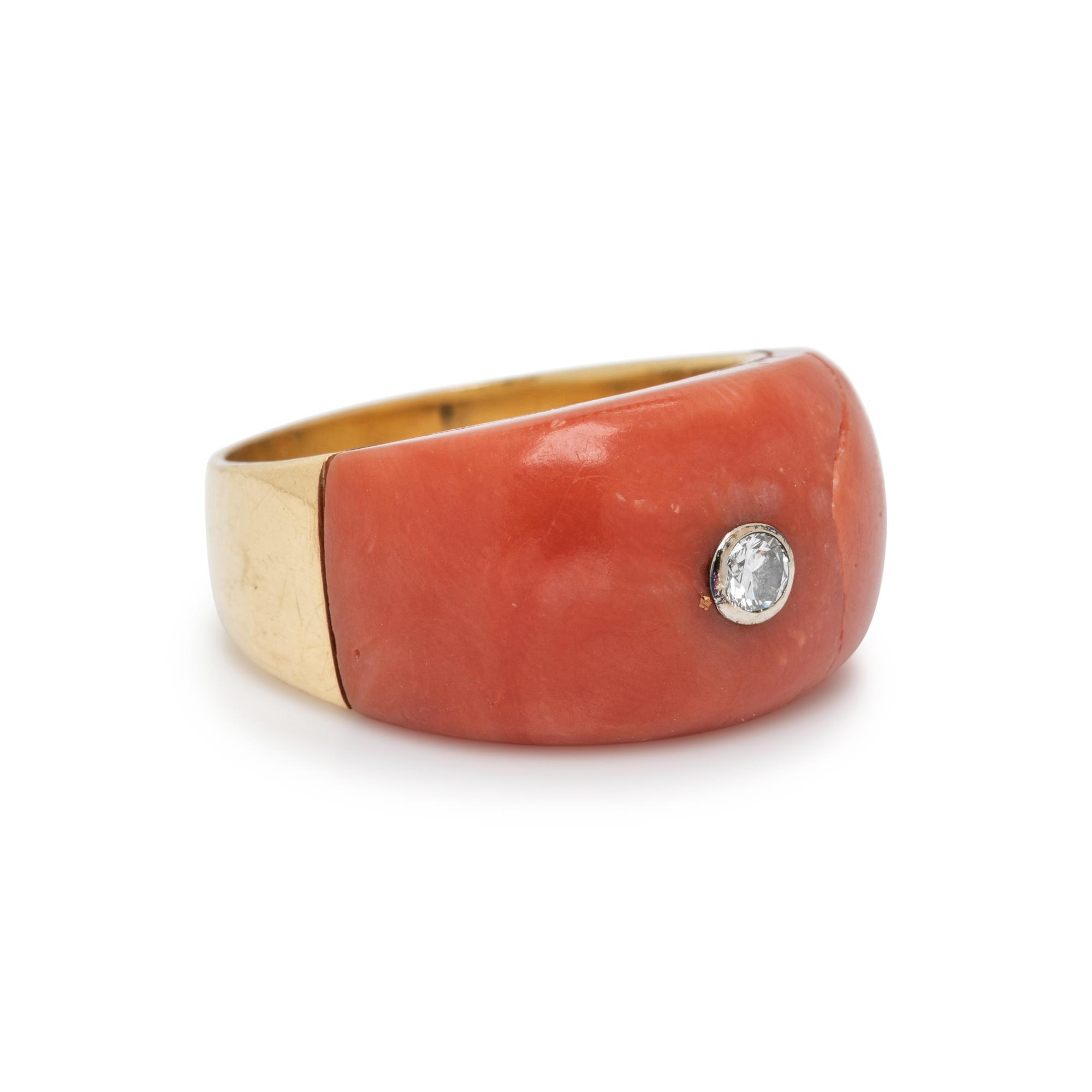 CORAL AND DIAMOND RING