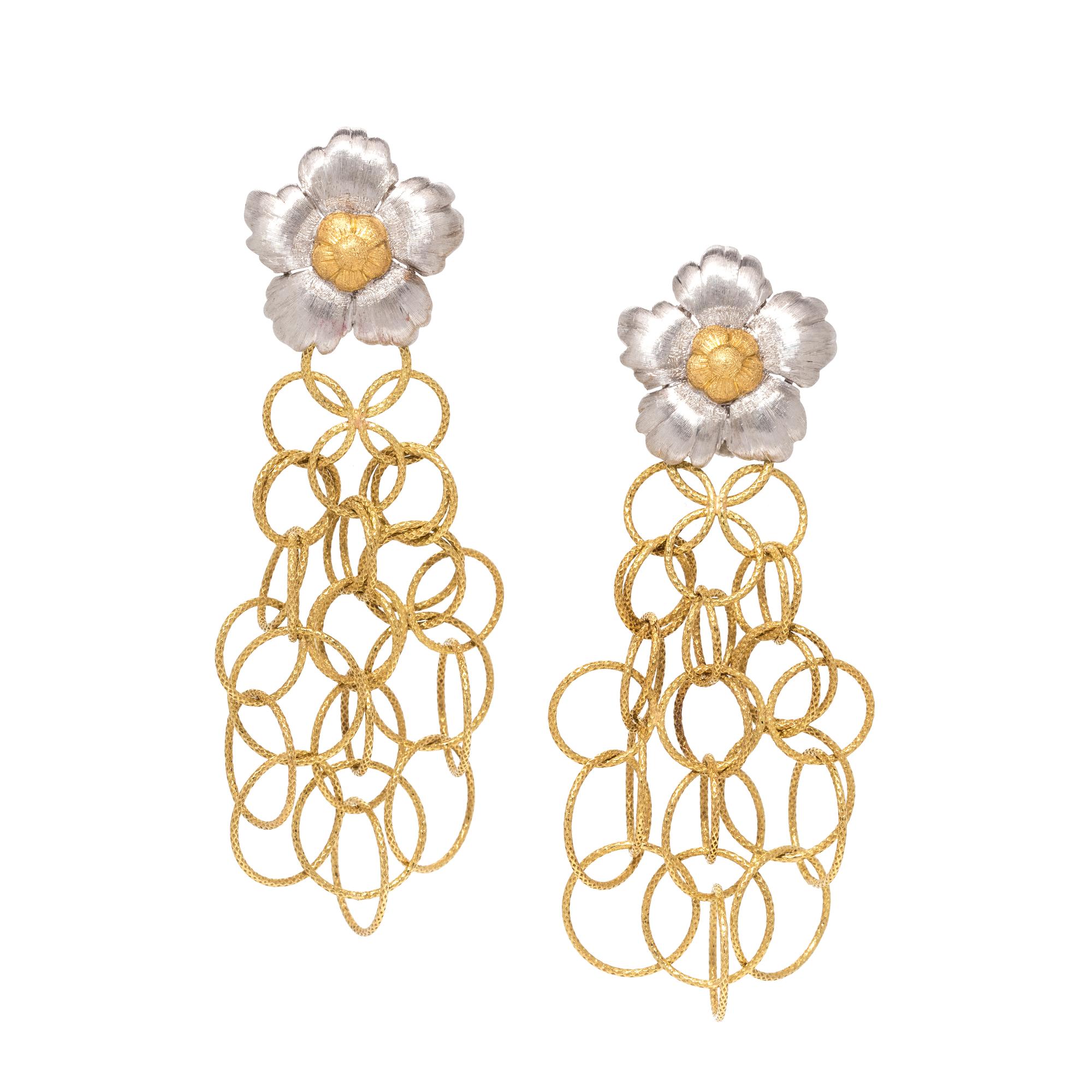 BUCCELLATI, BICOLOR GOLD 'OLYMPIA' CONVERTIBLE EARCLIPS