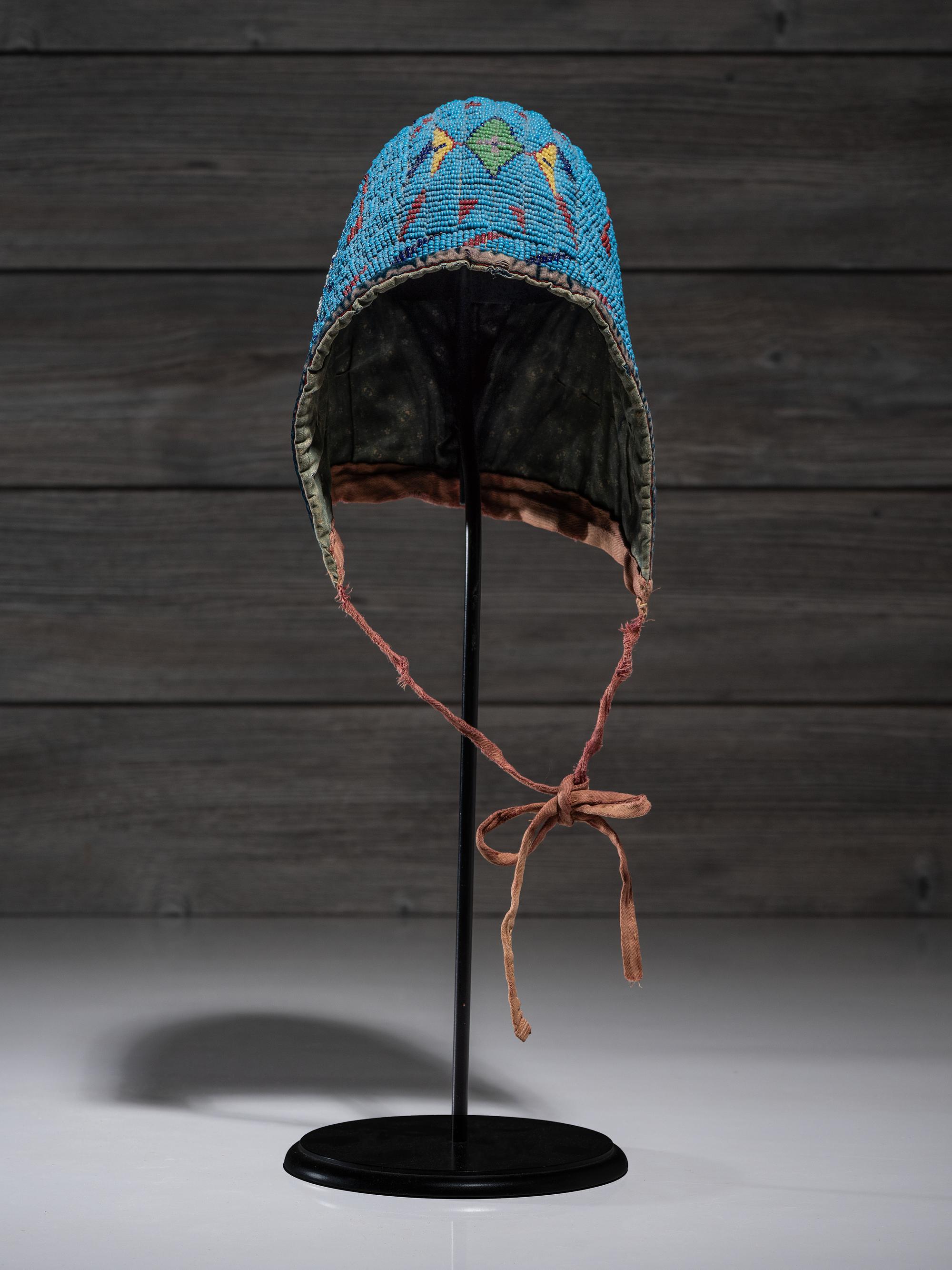 Sioux Child's Beaded Hide Bonnet