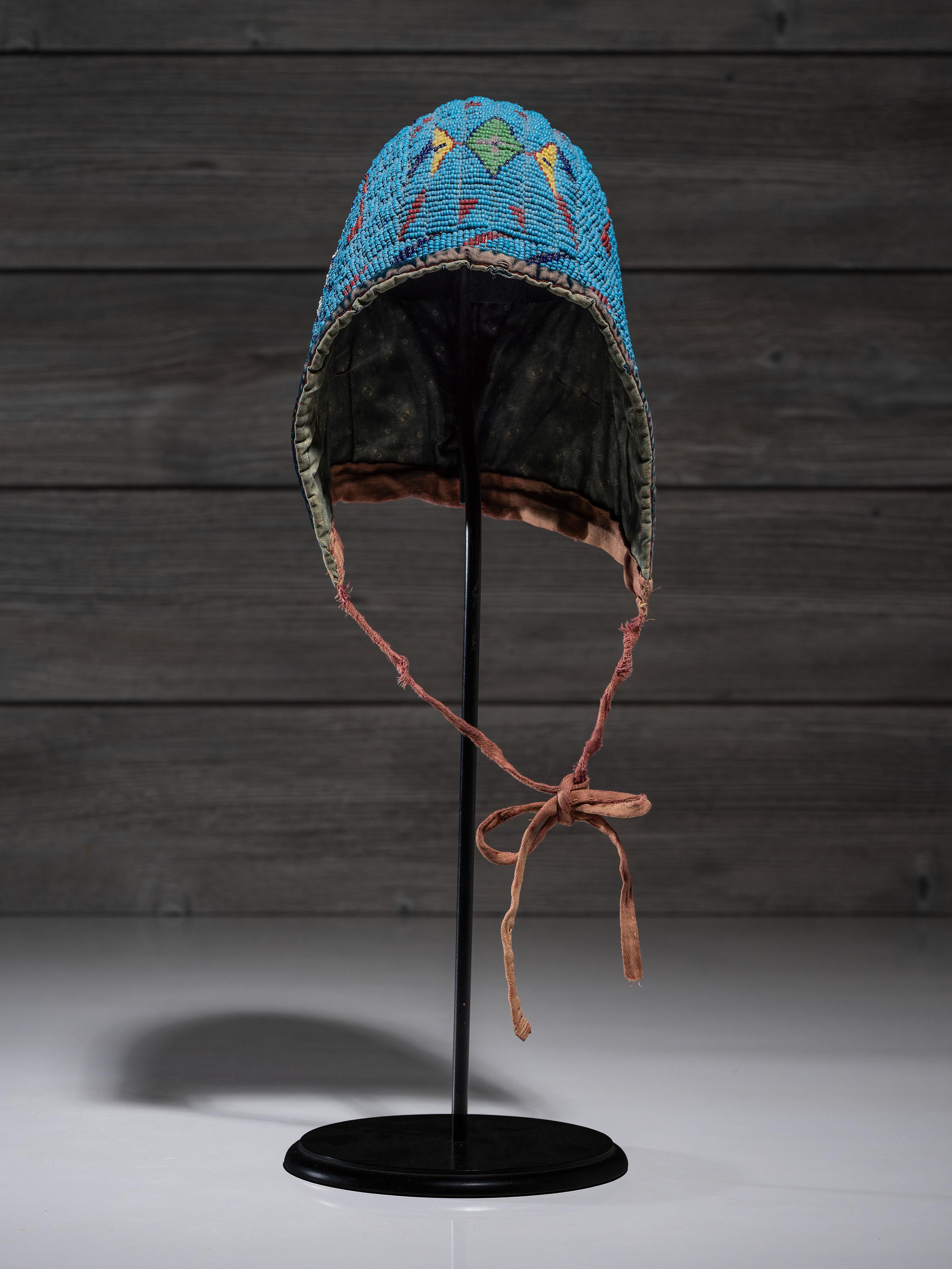 Sioux Child's Beaded Hide Bonnet