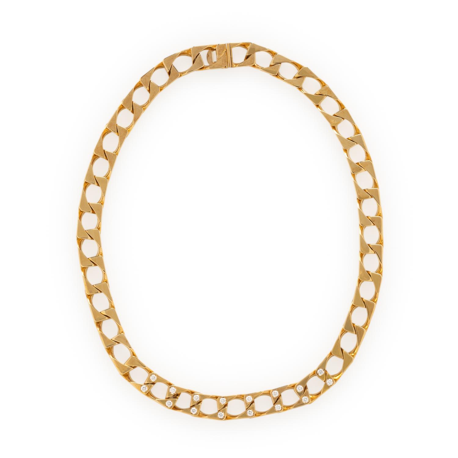 CARTIER, YELLOW GOLD AND DIAMOND LINK NECKLACE