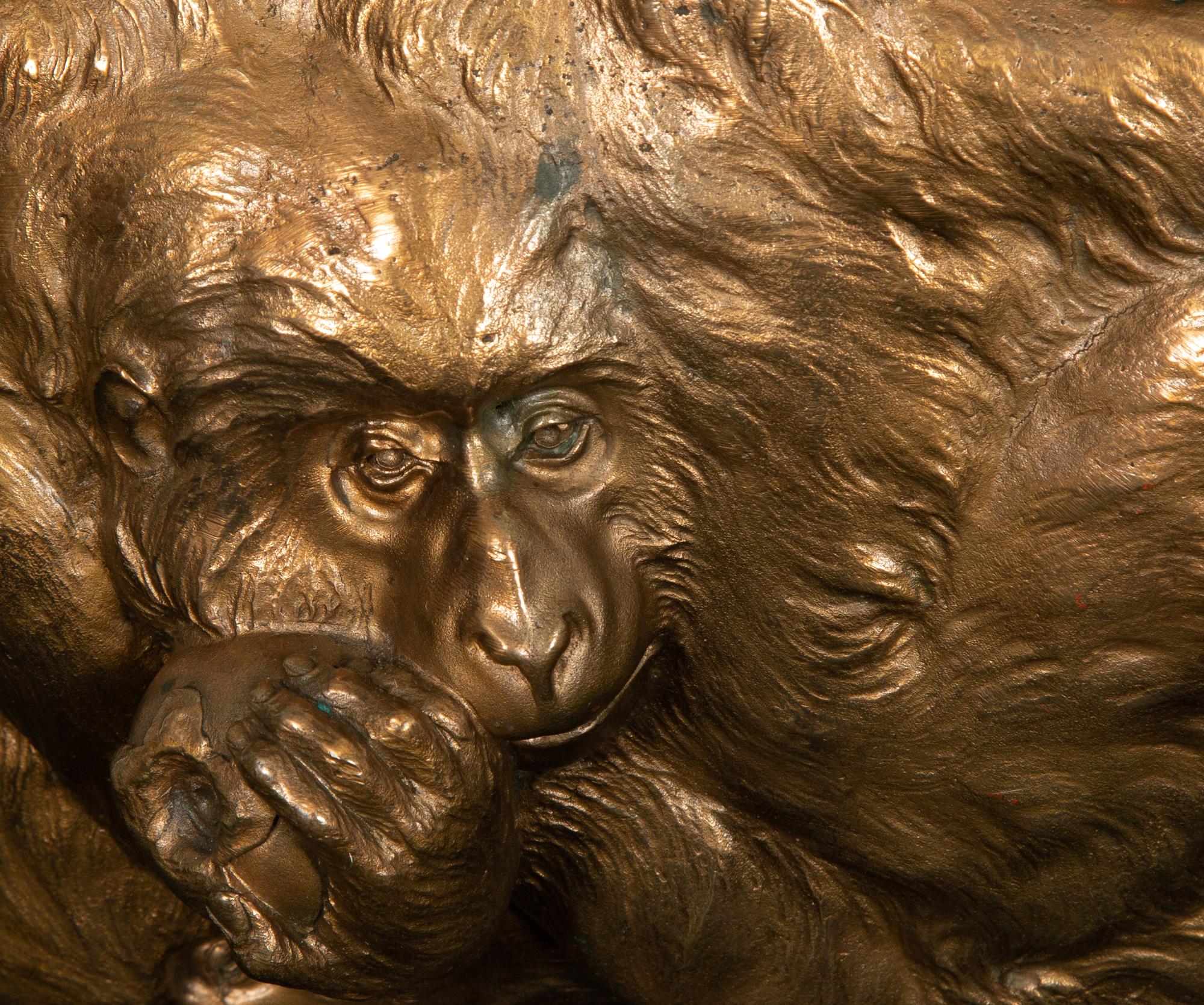 A Japanese Bronze Monkey Motif Jardiniere