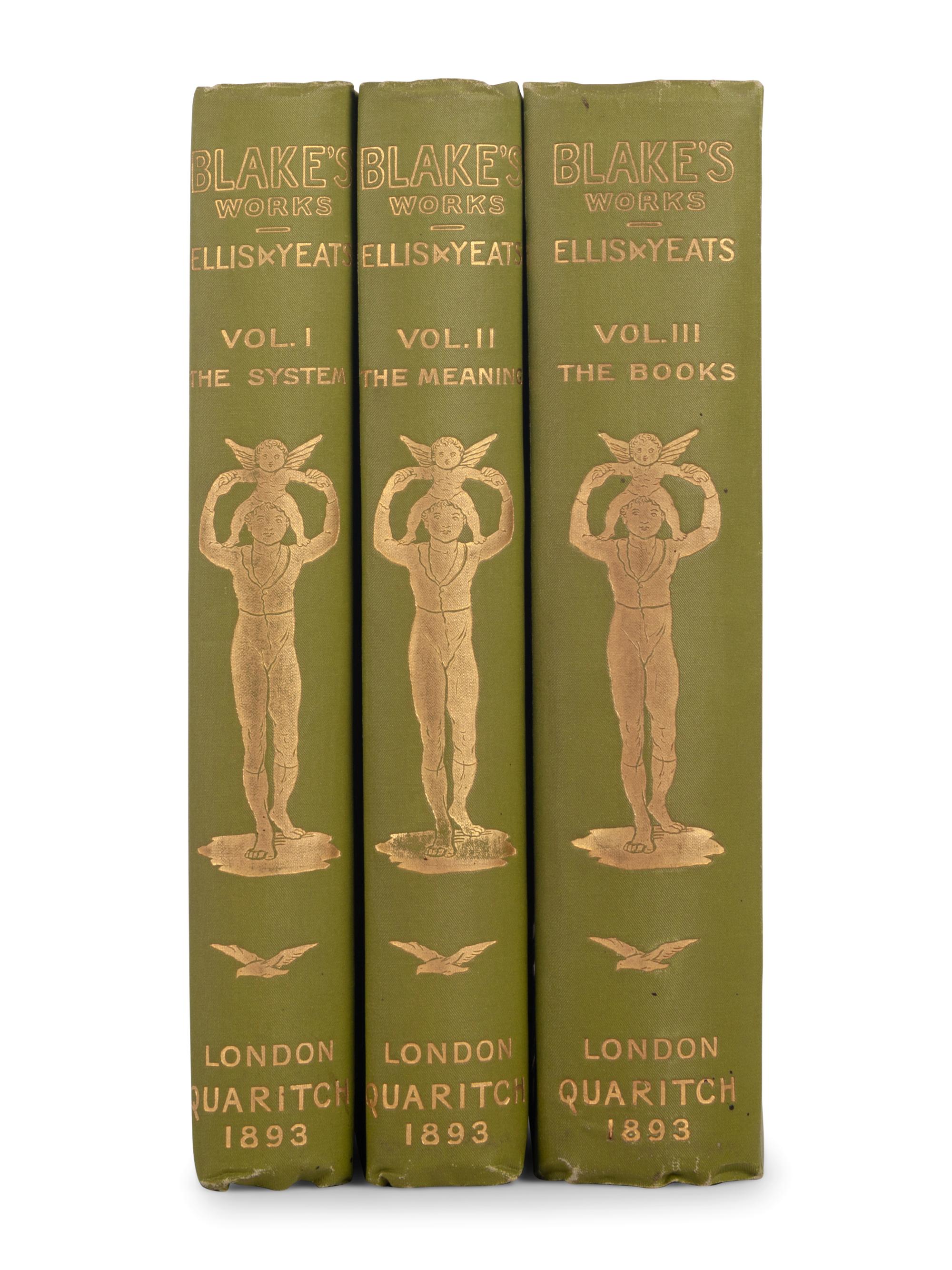 BLAKE, William (1757-1827). The Works of William Blake Poetic, Symbolic and Critical . Edwin John Ellis and William Butler Yeats, editors. London: Bernard Quaritch, 1893.