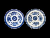 Two Chinese Export Blue and White "Fitzhugh"-Type Porcelain Wares