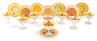 Steuben, EARLY 20TH CENTURY, a set of eight Aurene sherberts and under plates, in gold iridescence