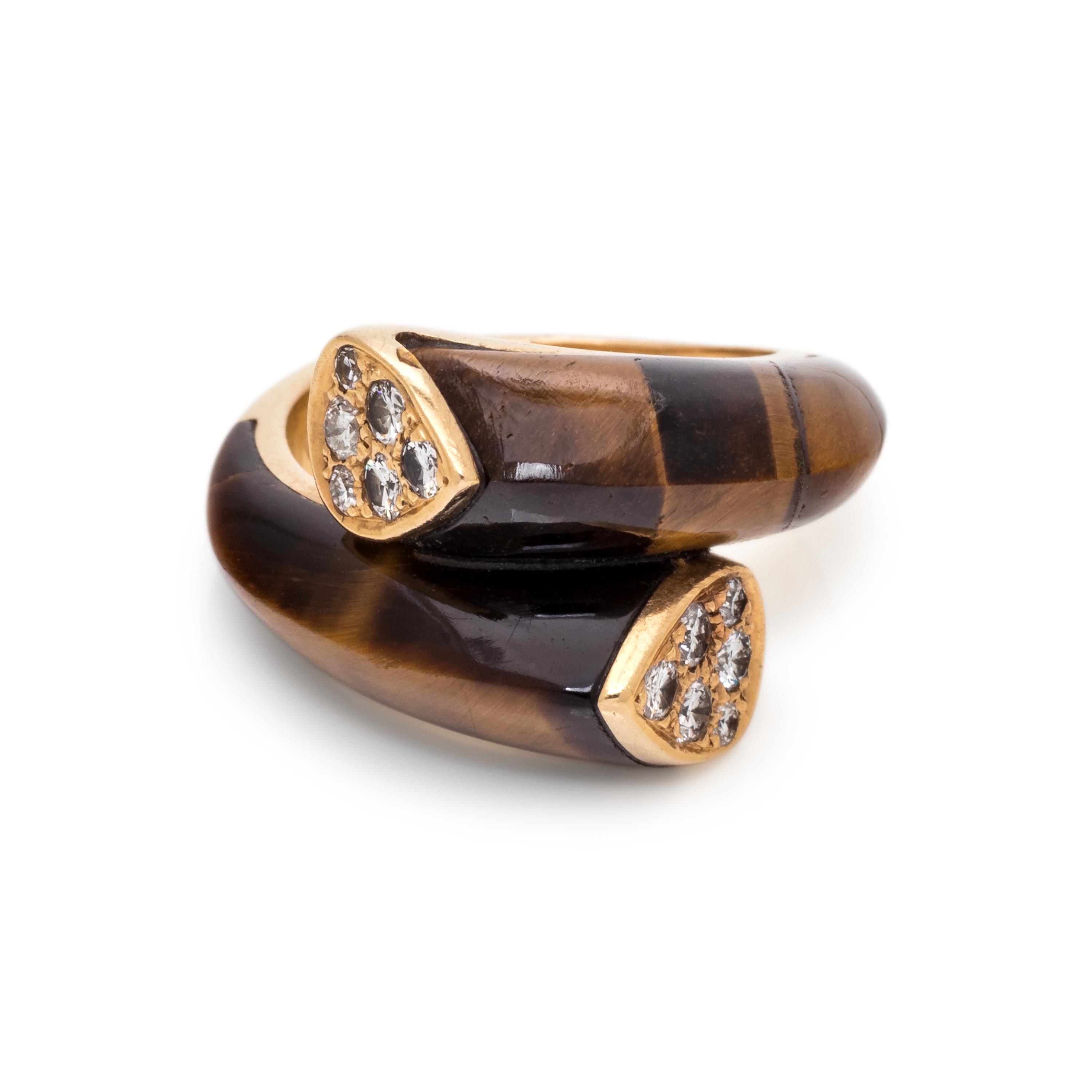 VAN CLEEF & ARPELS, TIGER'S EYE AND DIAMOND RING