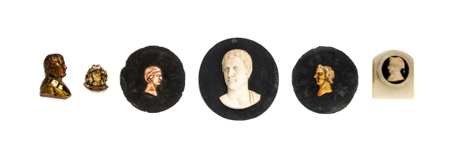 A Collection of Six Continental Profile Medallions, Diameter of largest 5 1/4 inches.