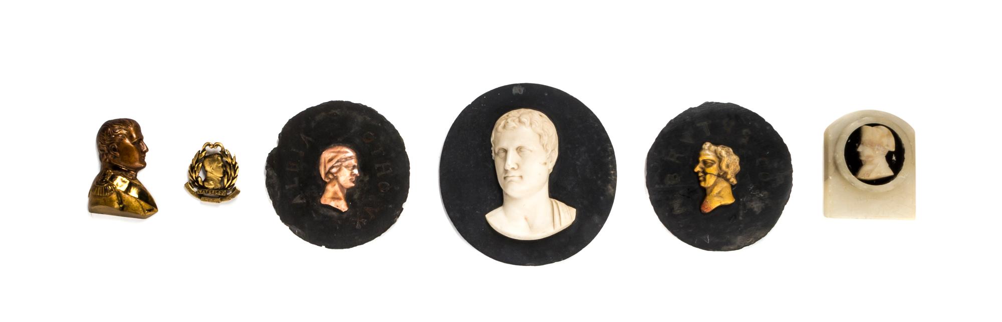 A Collection of Six Continental Profile Medallions, Diameter of largest 5 1/4 inches.
