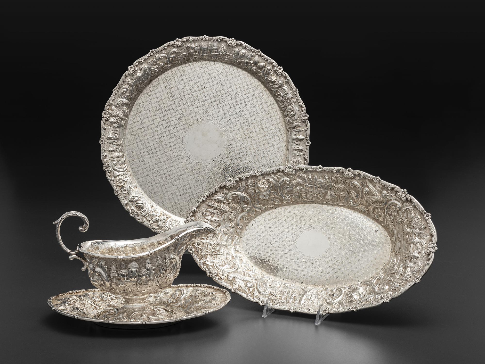 Four American Repousse Silver Articles