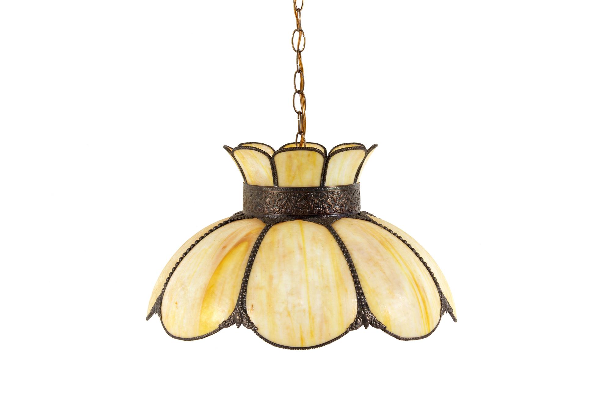 A Slag Glass Hanging Fixture