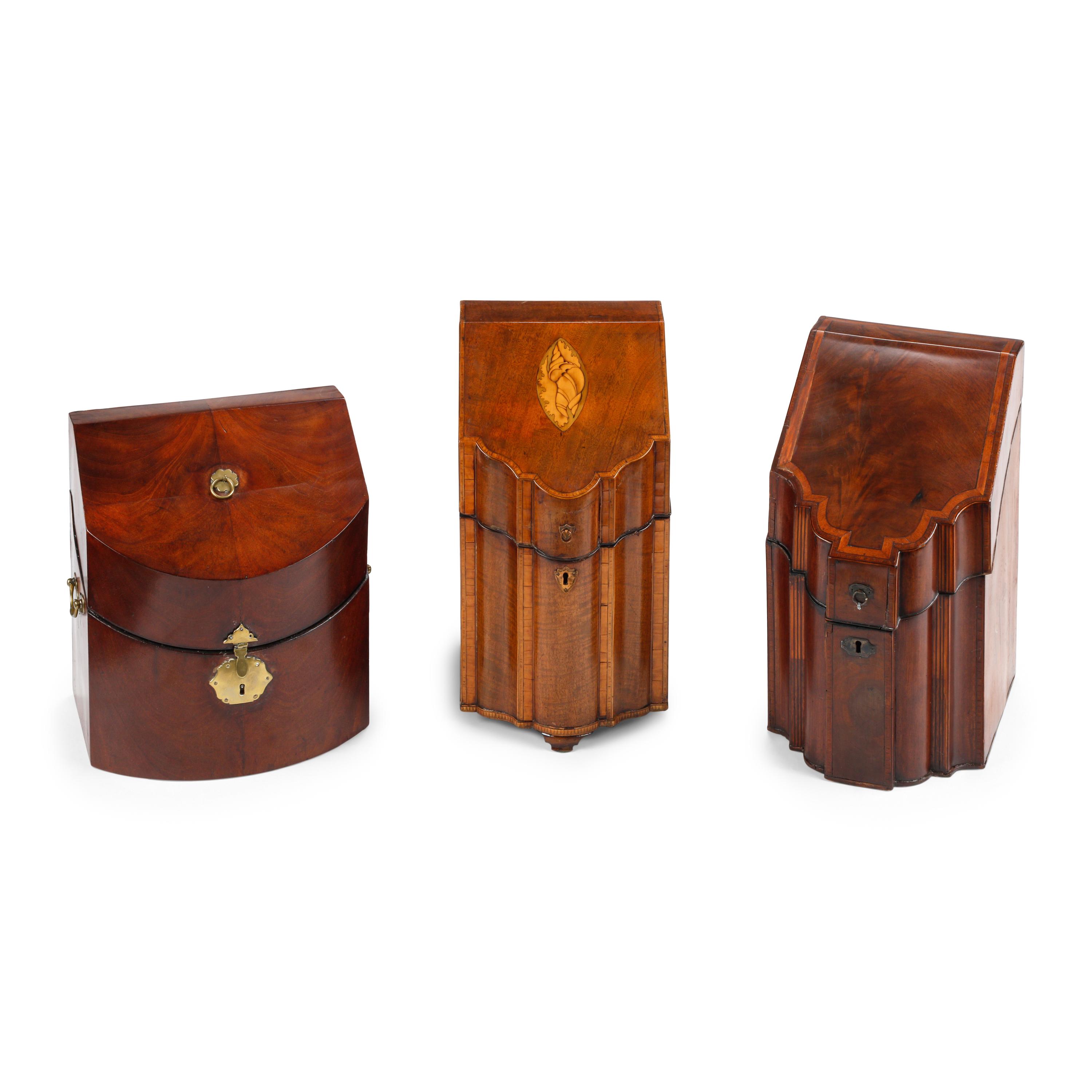 Three George III Mahogany Cutlery Boxes