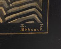 An Art Deco Black and Gilt Painted Three-Panel Screen Depicting New York City — PAINTED BY E.J. BABCOCK, 1920-1930