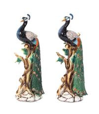 A Pair of Italian Ceramic Peacocks Height 32 3/8 inches. — SECOND HALF 20TH CENTURY