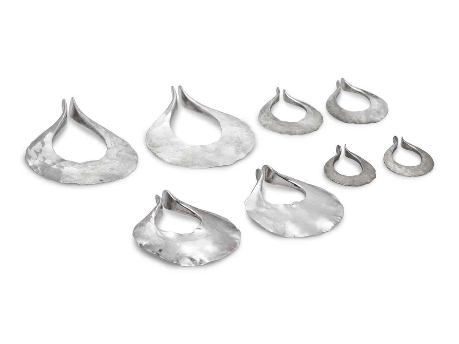 A Collection of Sterling Silver Hoop Earclips, Calf & Dragon,