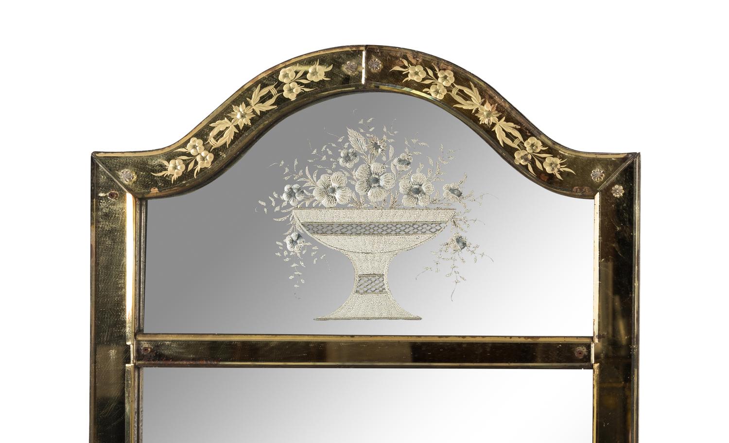 A Venetian Style Etched Glass Mirror