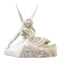 An Italian Carved Marble Figural Group, after Antonio Canova (1757-1822), Width 36 inches.
