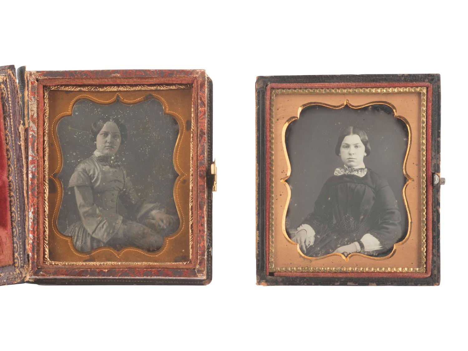 [EARLY PHOTOGRAPHY]. 26 sixth plate daguerreotypes of girls and young ladies.