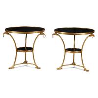 A Pair of Empire Style Gilt Bronze and Black Granite Guéridons