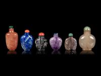 Six Chinese Hardstone Snuff Bottles