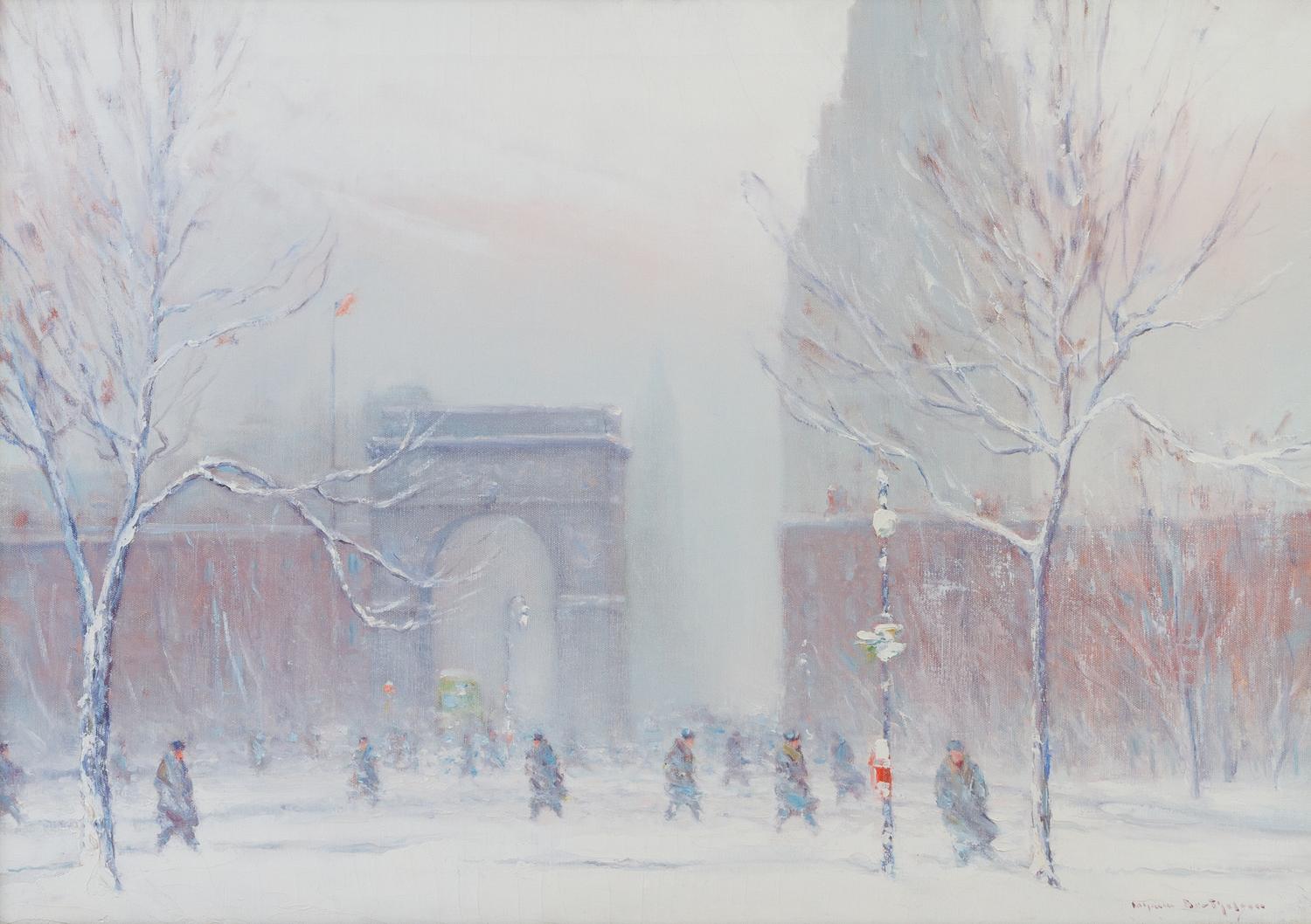 Johann Berthelsen, (American, 1883-1972), Washington Square in the Snow