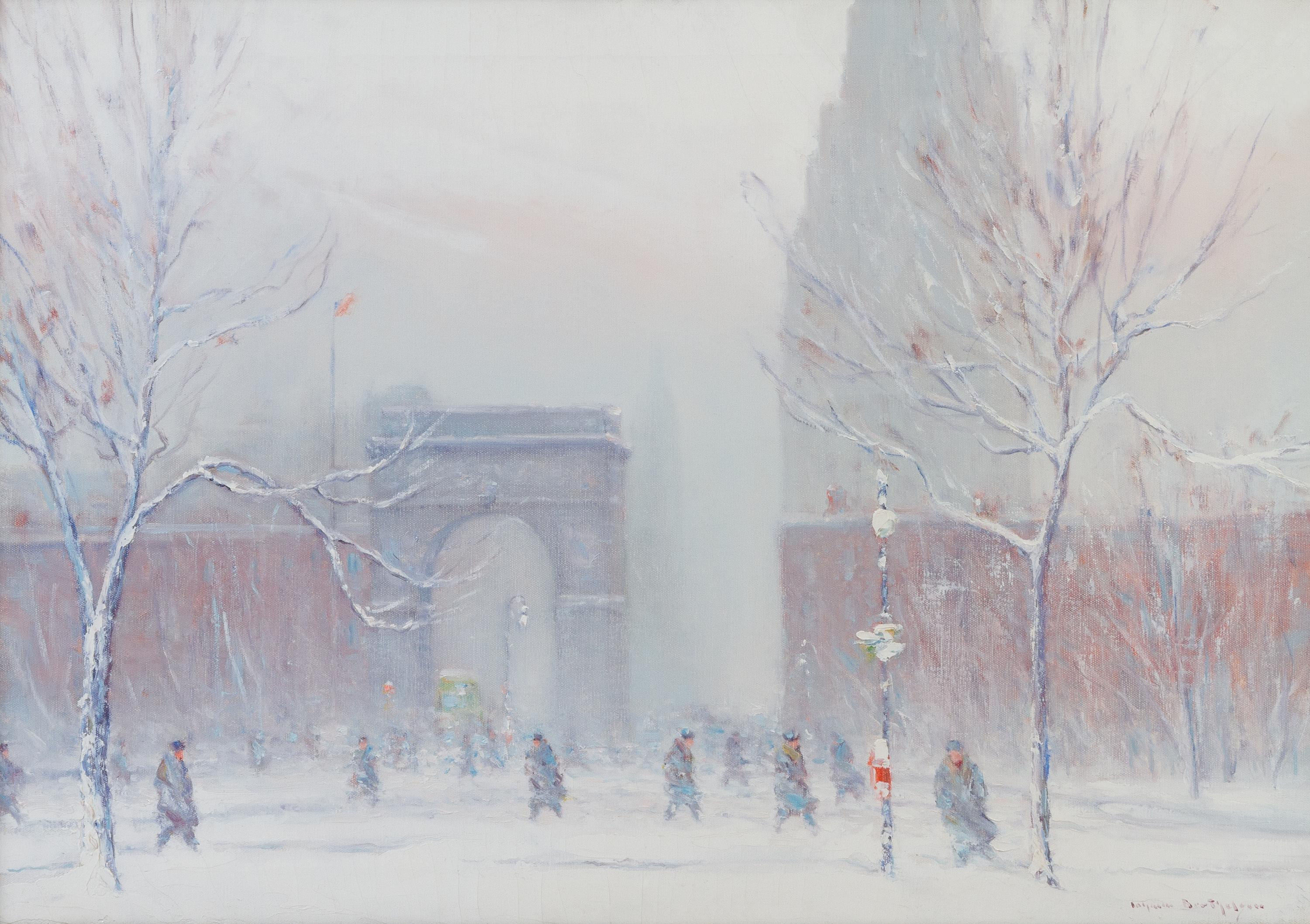 Johann Berthelsen, (American, 1883-1972), Washington Square in the Snow